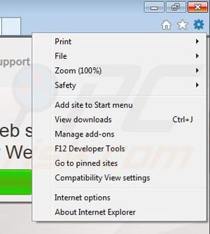Removing Greener Web from Internet Explorer step 1