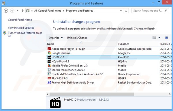 hd-plus adware uninstall via Control Panel