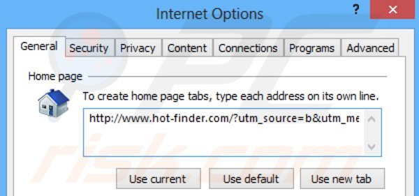 Removing hot-finder.com from Internet Explorer homepage