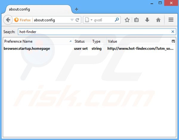 Removing hot-finder.com from Mozilla Firefox default search engine