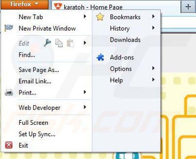 Removing karatoh from Mozilla Firefox step 1