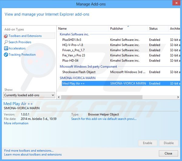 Removing media play air + from Internet Explorer step 2