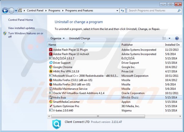 mediabuzz uninstall via Control Panel