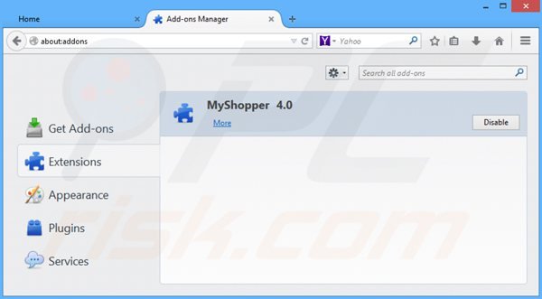 Removing myshopper from Mozilla Firefox step 2