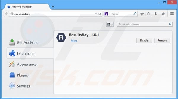 Removing resultsbay from Mozilla Firefox step 2