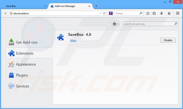 Removing savebox from Mozilla Firefox step 2