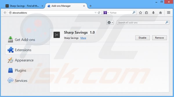 Removing sharp savings from Mozilla Firefox step 2