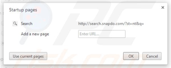 Removing snapdo.com from Google Chrome homepage