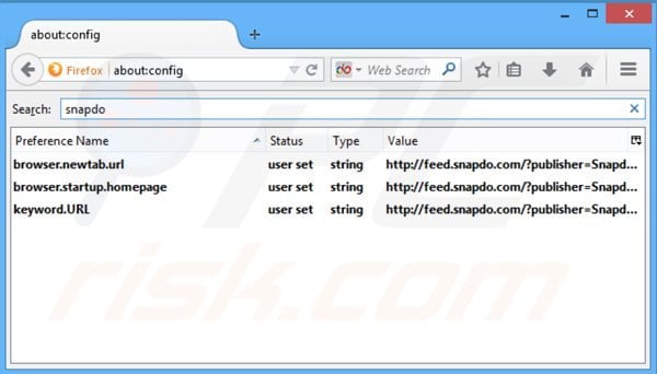 Removing search.snapdo.com from Mozilla Firefox default search engine