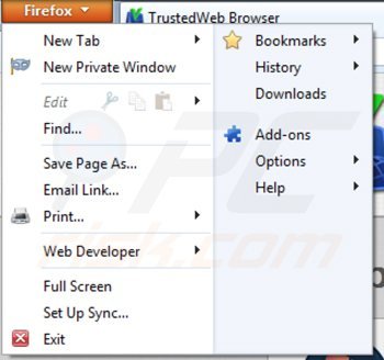 Removing trusted shopper from Mozilla Firefox step 1