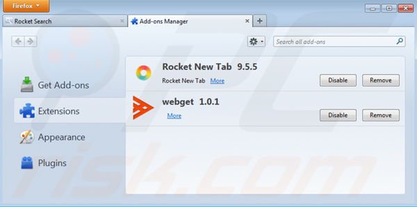 Removing webget from Mozilla Firefox step 2