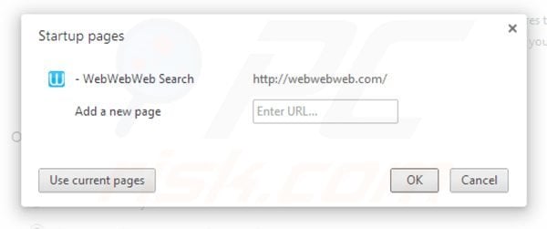 Removing webwebweb.com from Google Chrome homepage