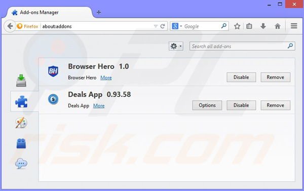 Removing BrowserKeeper ads from Mozilla Firefox step 2