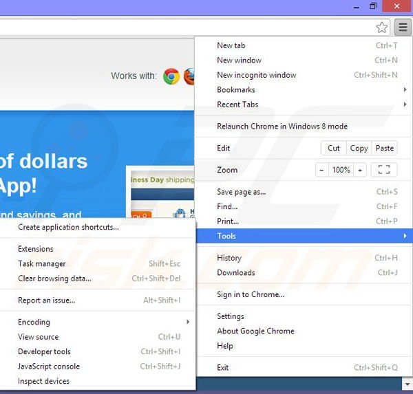 Removing Deals-App ads from Google Chrome step 1