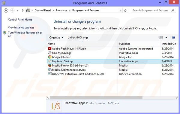 Deals-App adware uninstall via Control Panel