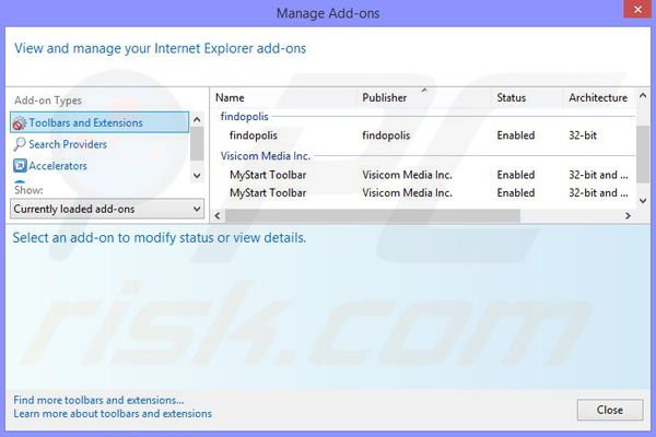 Removing EnhanceEmpire from Internet Explorer step 2