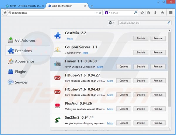 Removing fraven ads from Mozilla Firefox step 2