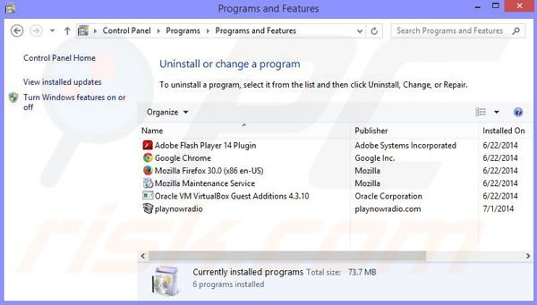 PennyBee adware uninstall via Control Panel