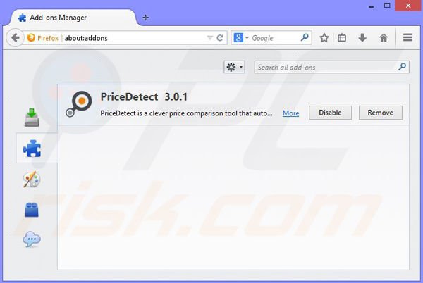 Removing PriceDetect ads from Mozilla Firefox step 2