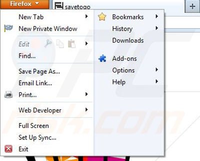 Removing SaveTogo ads from Mozilla Firefox step 1
