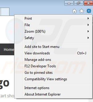 Removing SaveTogo ads from Internet Explorer step 1