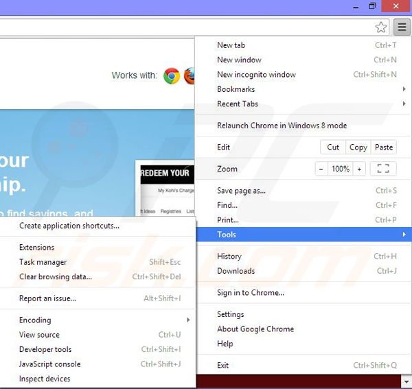 Removing SavingsShip ads from Google Chrome step 1