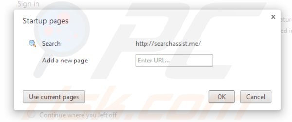 Removing searchassist from Google Chrome homepage