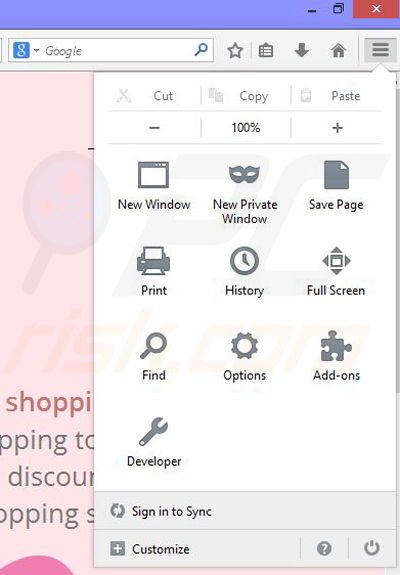 Removing Shopndrop ads from Mozilla Firefox step 1