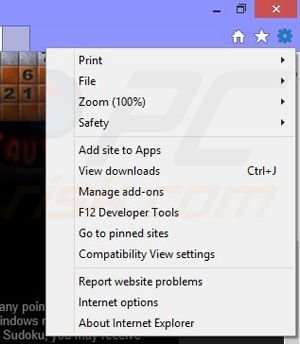 Removing Sudoku from Interent Explorer step 1