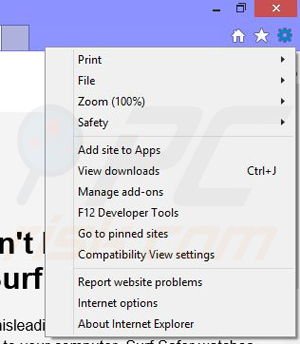 Removing Surf Safer ads from Internet Explorer step 1