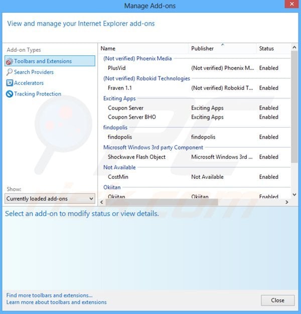 Removing trust media viewer ads from Internet Explorer step 2