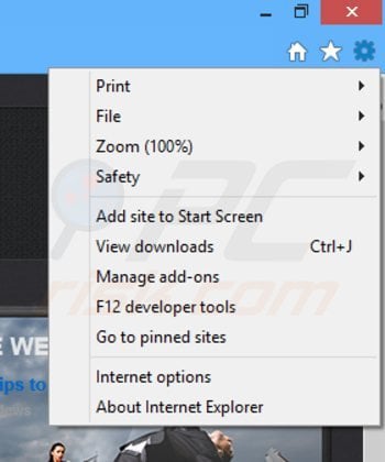 Removing vidx ads from Internet Explorer step 1