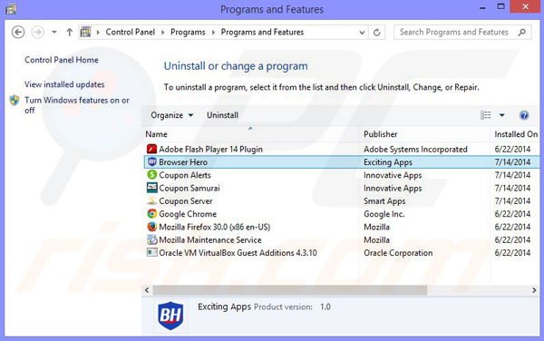 Browser Bodyguard adware uninstall via Control Panel