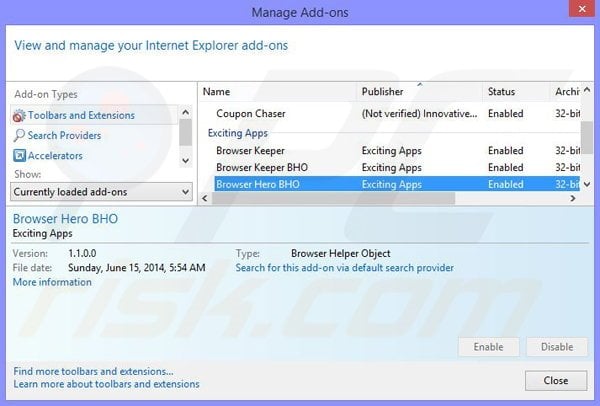 Removing Browser Protect ads from Internet Explorer step 2