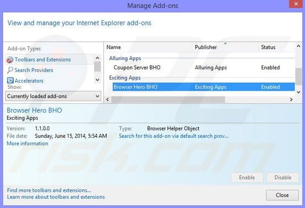 Removing Browser Secure ads from Internet Explorer step 2