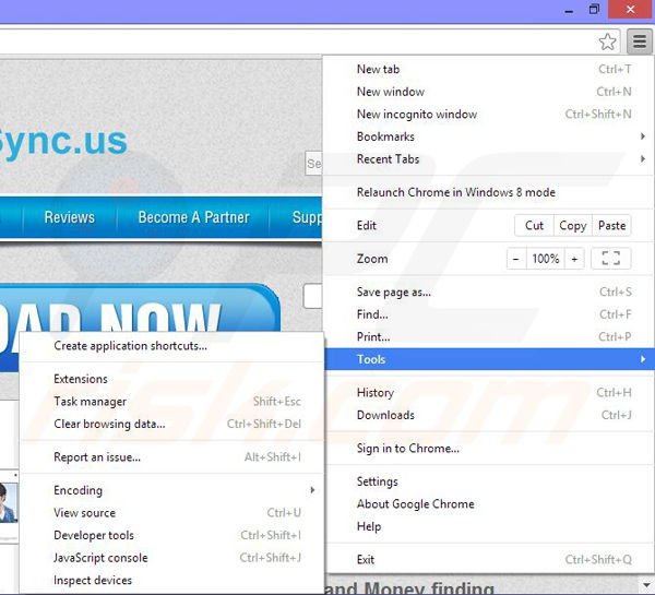 Removing BrowserSync ads from Google Chrome step 1