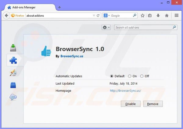Removing BrowserSync ads from Mozilla Firefox step 2