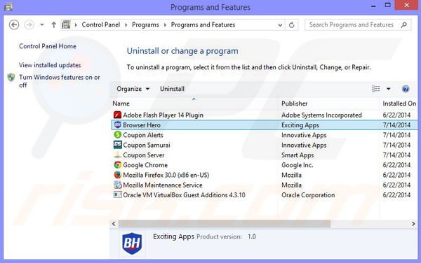 Clean Browser adware uninstall via Control Panel