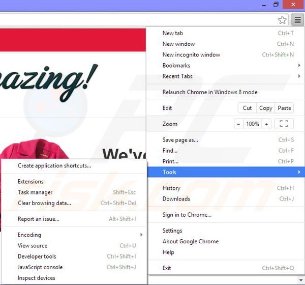 Removing Coupon Amazing ads from Google Chrome step 1