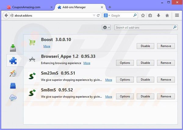 Removing Coupon Amazing ads from Mozilla Firefox step 2