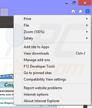 Removing Coupon Chaser ads from Internet Explorer step 1