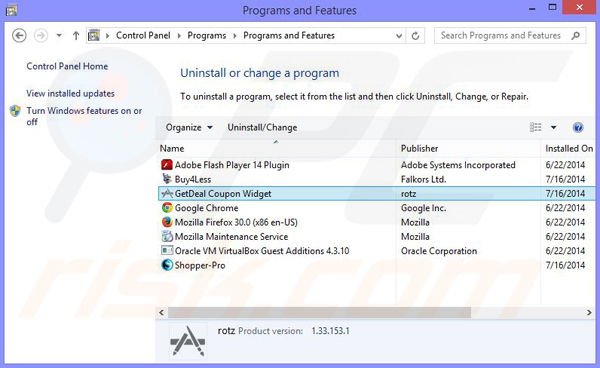 Coupon Scout adware uninstall via Control Panel