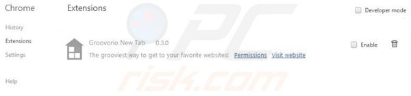 Removing groovorio.com related Google Chrome extensions