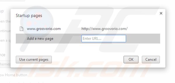 Removing groovorio.com from Google Chrome homepage
