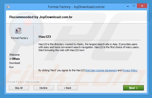 hao123.com browser hijacker installer