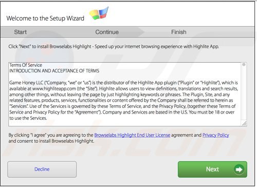 highliteapp adware installer