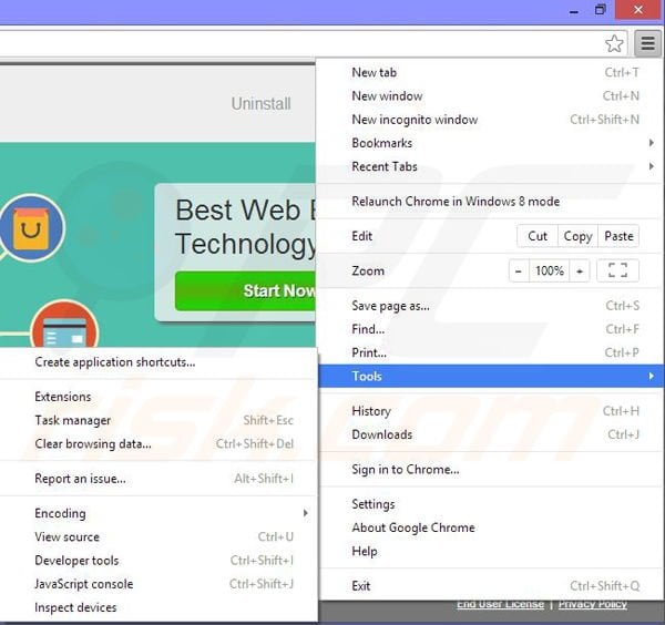 Removing HypeNet from Google Chrome step 1