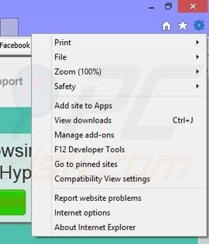 Removing HypeNet from Internet Explorer step 1