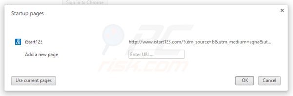 Removing istart123.com from Google Chrome homepage