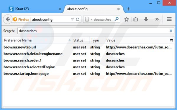 Removing istart123.com from Mozilla Firefox default search engine